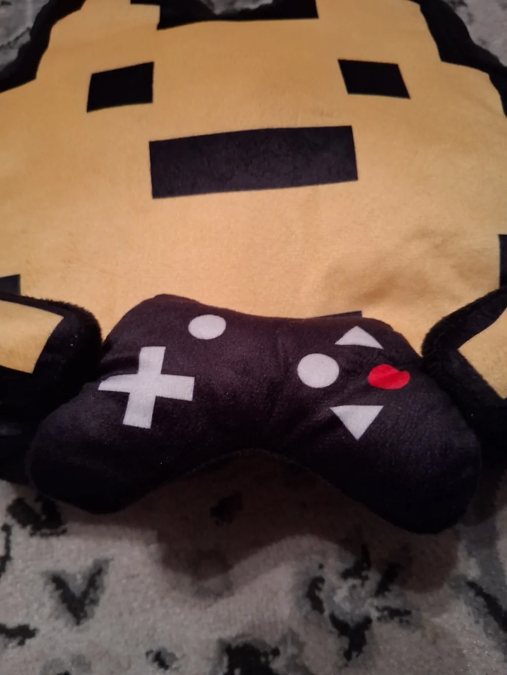 Yellow Pixel Game Controller Plush Pillow - Soft Gaming Throw Pillow